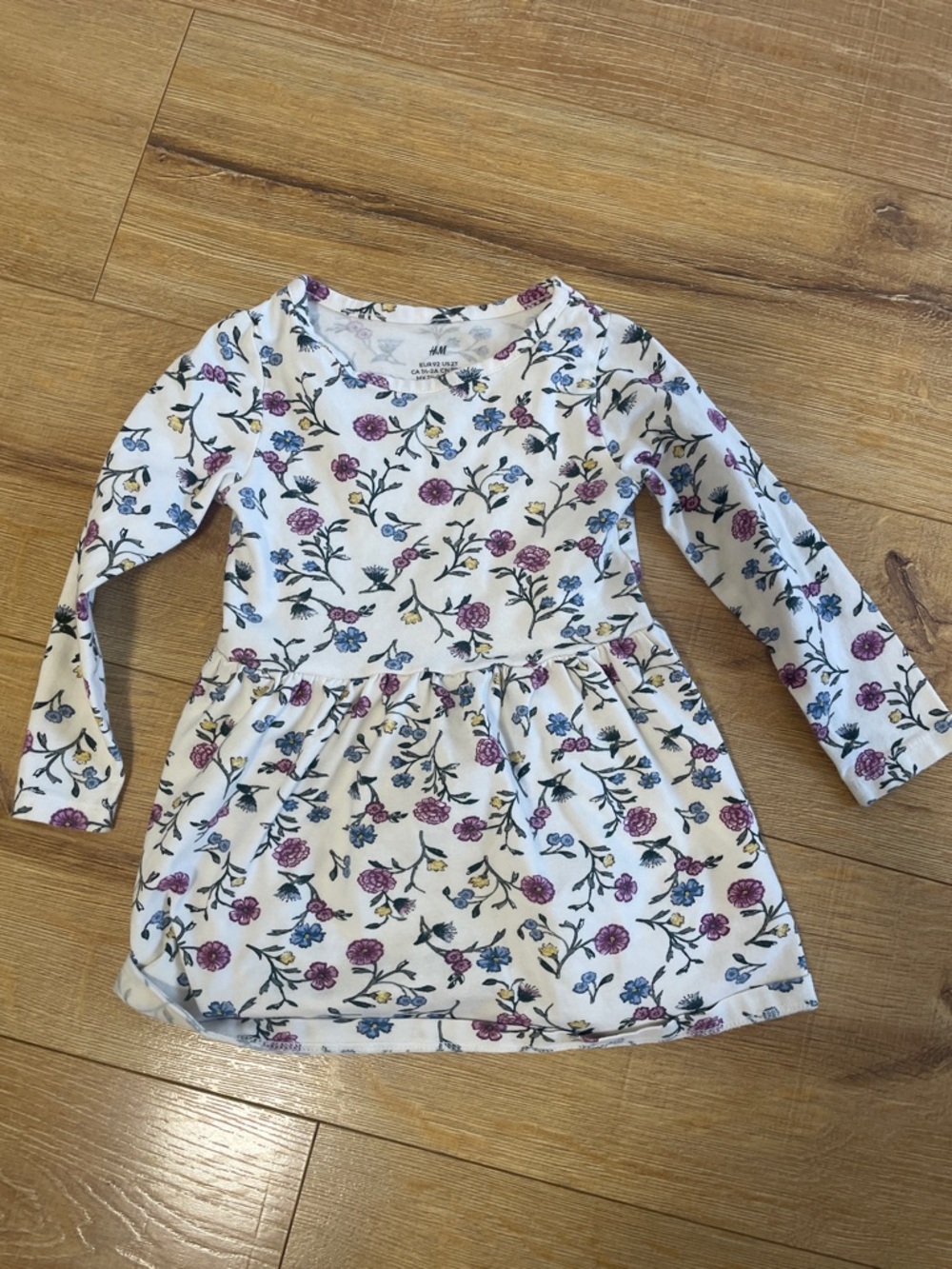 2T H&M White Floral Long-Sleeve Kids Dress